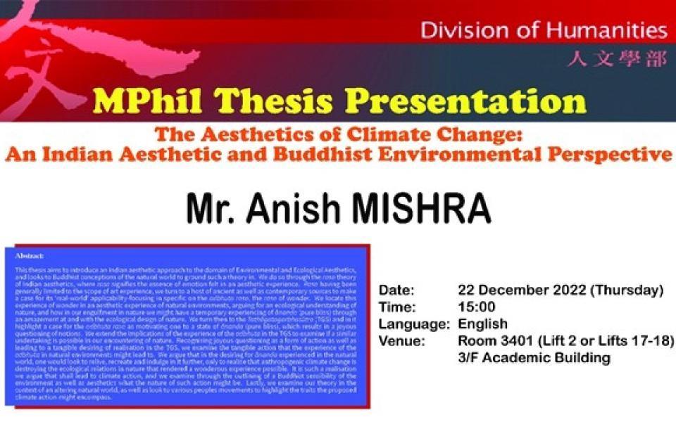 Abstract: This thesis aims to introduce an Indian aesthetic approach to the domain of Environmental and Ecological Aesthetics, and looks to Buddhist conceptions of the natural world to ground such a theory in. We do so through the rasa theory of Indian aesthetics, where rasa signifies the essence of emotion felt in an aesthetic experience. Rasa having been generally limited to the scope of art experience, we turn to a host of ancient as well as contemporary sources to make a case for its ‘real-world’ applic